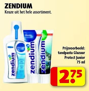 Aanbiedingen Zendium tandpasta glazuur protect junior - Zendium - Geldig van 15/07/2014 tot 20/07/2014 bij Kruidvat