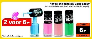 Aanbiedingen Maybelline nagellak color show - Maybelline - Geldig van 15/07/2014 tot 27/07/2014 bij Trekpleister