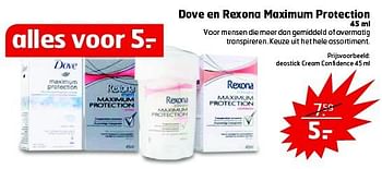 Aanbiedingen Dove en rexona maximum protection - Rexona - Geldig van 15/07/2014 tot 27/07/2014 bij Trekpleister