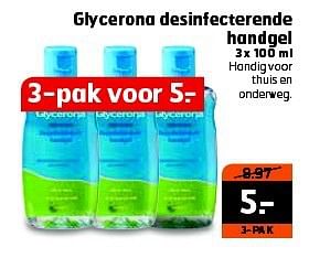 Aanbiedingen Glycerona desinfecterende handgel - Glycerona - Geldig van 15/07/2014 tot 27/07/2014 bij Trekpleister