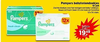 Aanbiedingen Pampers babylotiondoekjes - Pampers - Geldig van 15/07/2014 tot 27/07/2014 bij Trekpleister