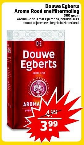 Aanbiedingen Douwe egberts aroma rood snelfiltermaling - Douwe Egberts - Geldig van 15/07/2014 tot 27/07/2014 bij Trekpleister