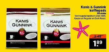 Aanbiedingen Kanis + gunnink koffiepads - Kanis Gunnink - Geldig van 15/07/2014 tot 27/07/2014 bij Trekpleister