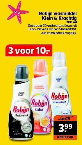 Aanbiedingen Robijn wasmiddel klein + krachtig - Robijn - Geldig van 15/07/2014 tot 27/07/2014 bij Trekpleister