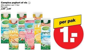 Aanbiedingen Campina yoghurt of vla - Campina - Geldig van 16/07/2014 tot 22/07/2014 bij Hoogvliet