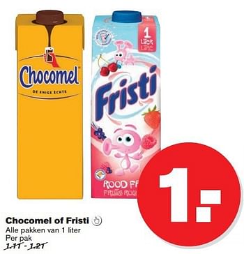 Aanbiedingen Chocomel of fristi - Chocomel - Geldig van 16/07/2014 tot 22/07/2014 bij Hoogvliet