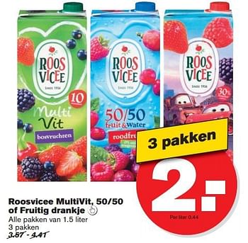 Aanbiedingen Roosvicee multivit, 50-50 of fruitig drankje - Roosvicee - Geldig van 16/07/2014 tot 22/07/2014 bij Hoogvliet