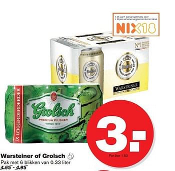 Aanbiedingen Warsteiner of grolsch - Grolsch - Geldig van 16/07/2014 tot 22/07/2014 bij Hoogvliet