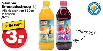 Aanbiedingen Slimpie limonadesiroop - Slimpie - Geldig van 16/07/2014 tot 22/07/2014 bij Hoogvliet