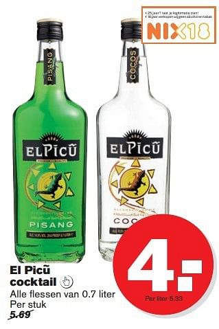 Aanbiedingen El picu cocktail - Elpicu - Geldig van 16/07/2014 tot 22/07/2014 bij Hoogvliet