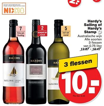 Aanbiedingen Hardy`s sailing of hardy`s stamp - Witte wijnen - Geldig van 16/07/2014 tot 22/07/2014 bij Hoogvliet