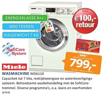 Aanbiedingen Miele wasmachine wda110 - Miele - Geldig van 18/07/2014 tot 03/08/2014 bij De Harense Smid