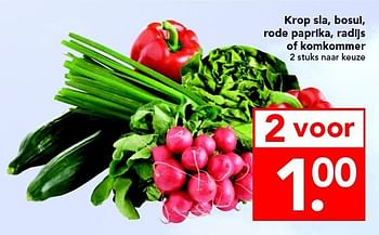 Aanbiedingen Krop sla, bosui, rode paprika, radijs of komkommer - Huismerk deen supermarkt - Geldig van 20/07/2014 tot 26/07/2014 bij Deen Supermarkten