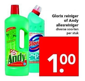 Aanbiedingen Glorix reiniger of andy allesreiniger - Glorix - Geldig van 20/07/2014 tot 26/07/2014 bij Deen Supermarkten