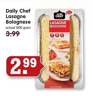 Aanbiedingen Daily chef lasagne bolognese - Daily chef - Geldig van 20/07/2014 tot 26/07/2014 bij Em-té