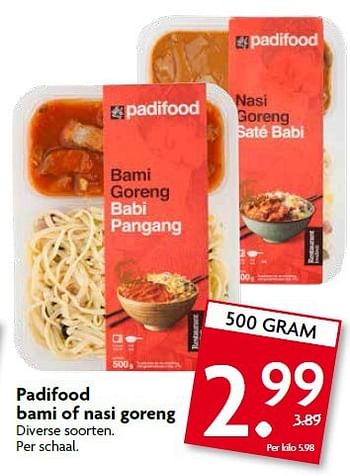 Aanbiedingen Padifood bami of nasi goreng - Padifood - Geldig van 20/07/2014 tot 26/07/2014 bij Deka Markt