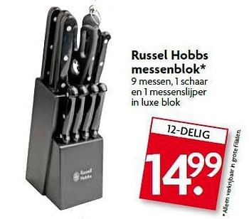Aanbiedingen Russel hobbs messenblok - Russell Hobbs - Geldig van 20/07/2014 tot 26/07/2014 bij Deka Markt