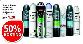 Aanbiedingen Dove of rexona deodorant - Dove - Geldig van 20/07/2014 tot 28/07/2014 bij Plus