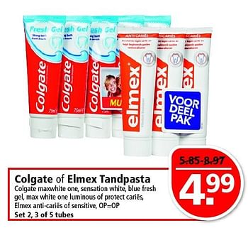 Aanbiedingen Colgate of elmex tandpasta - Colgate - Geldig van 20/07/2014 tot 28/07/2014 bij Plus