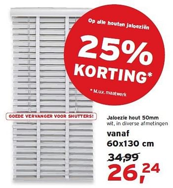 Aanbiedingen Jaloezie hout - Huismerk - Leen Bakker - Geldig van 20/07/2014 tot 02/08/2014 bij Leen Bakker