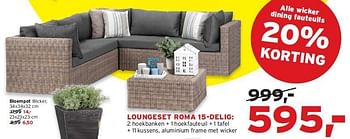 Aanbiedingen Loungeset roma 15-delig - Huismerk - Leen Bakker - Geldig van 20/07/2014 tot 02/08/2014 bij Leen Bakker