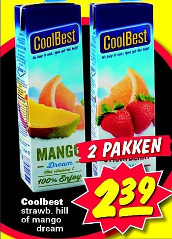 Aanbiedingen Coolbest strawb. hill of mango dream - Coolbest - Geldig van 21/07/2014 tot 21/07/2014 bij Nettorama