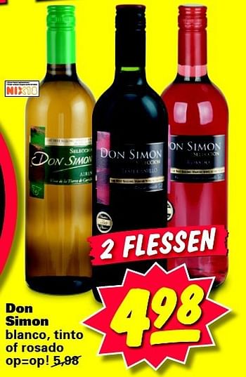 Aanbiedingen Don simon blanco, tinto of rosado - Rode wijnen - Geldig van 21/07/2014 tot 21/07/2014 bij Nettorama