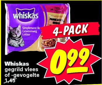 Aanbiedingen Whiskas gegrild vlees of -gevogelte - Whiskas - Geldig van 21/07/2014 tot 21/07/2014 bij Nettorama