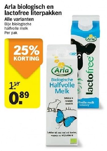 Aanbiedingen Arla biologisch en lactofree literpakken - Arla - Geldig van 21/07/2014 tot 27/07/2014 bij Albert Heijn