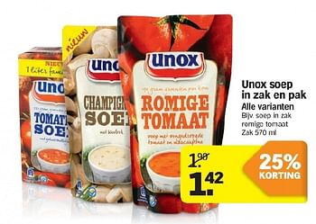 Aanbiedingen Unox soep in zak en pak - Unox - Geldig van 21/07/2014 tot 27/07/2014 bij Albert Heijn