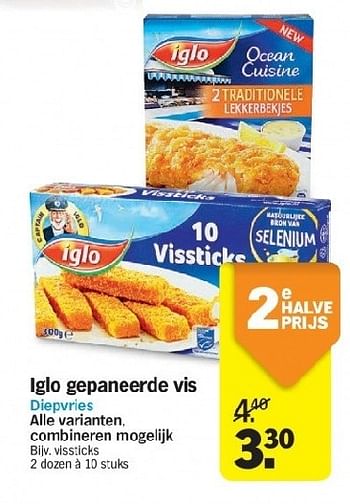 Aanbiedingen Iglo gepaneerde vis - Iglo - Geldig van 21/07/2014 tot 27/07/2014 bij Albert Heijn
