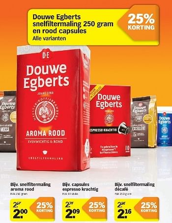Aanbiedingen Snelfiltermaling aroma rood - Douwe Egberts - Geldig van 21/07/2014 tot 27/07/2014 bij Albert Heijn
