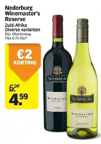 Aanbiedingen Nederburg winemaster`s reserve - Rode wijnen - Geldig van 21/07/2014 tot 27/07/2014 bij Albert Heijn