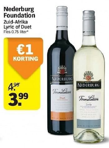 Aanbiedingen Nederburg foundation - Rode wijnen - Geldig van 21/07/2014 tot 27/07/2014 bij Albert Heijn