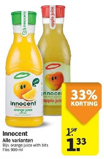 Aanbiedingen Innocent orange juice with bits - Innocent - Geldig van 21/07/2014 tot 27/07/2014 bij Albert Heijn