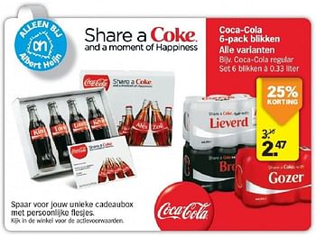 Aanbiedingen Coca-cola 6-pack blikken - Coca Cola - Geldig van 21/07/2014 tot 27/07/2014 bij Albert Heijn