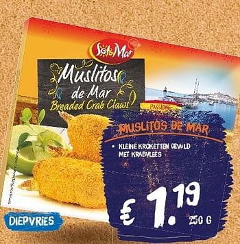 Aanbiedingen Muslitos de mar kleine kroketten gevuld met krabvlees - Sol &amp; Mar - Geldig van 21/07/2014 tot 27/07/2014 bij Lidl