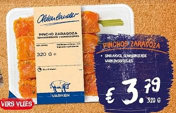 Aanbiedingen Pinchos zaragoza smaakvol gemarineerde varkensspiesjes - Oldenlander - Geldig van 21/07/2014 tot 27/07/2014 bij Lidl