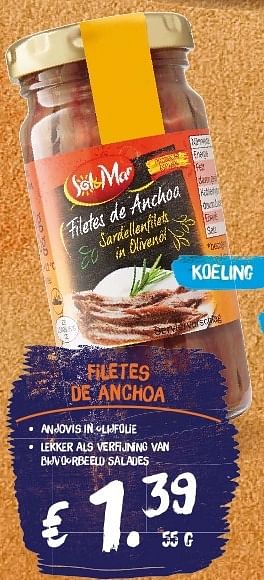 Aanbiedingen Filetes de anchoa anjovis in olijfolie - Sol &amp; Mar - Geldig van 21/07/2014 tot 27/07/2014 bij Lidl