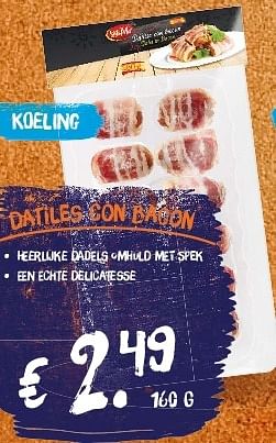 Aanbiedingen Datiles con bacon heerlijke dadels omhuld met spek - Sol &amp; Mar - Geldig van 21/07/2014 tot 27/07/2014 bij Lidl