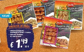 Aanbiedingen Pinchitos de cerdo varkensvleesspiesjes, gemarineerd in paprika of kruiden - Sol &amp; Mar - Geldig van 21/07/2014 tot 27/07/2014 bij Lidl