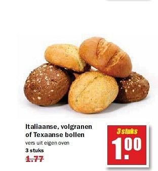 Aanbiedingen Italiaanse, volgranen of texaanse bollen - Huismerk - MCD Supermarkten - Geldig van 21/07/2014 tot 26/07/2014 bij MCD Supermarkten