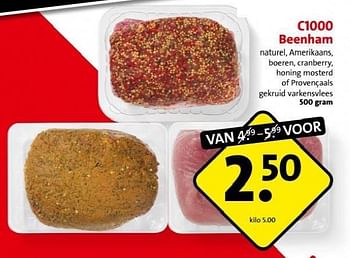 Aanbiedingen C100 beenham - Huismerk - C1000 Supermarkten - Geldig van 21/07/2014 tot 22/07/2014 bij C1000