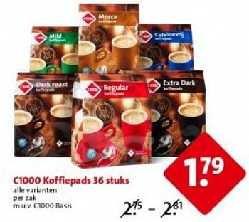 Aanbiedingen C1000 koffiepads - Huismerk - C1000 Supermarkten - Geldig van 21/07/2014 tot 22/07/2014 bij C1000