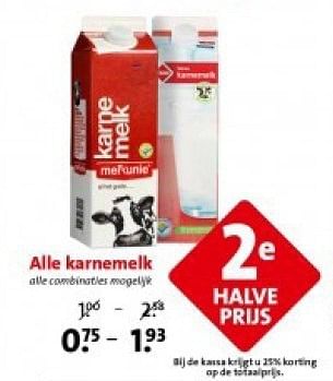Aanbiedingen Alle karnemelk - Huismerk - C1000 Supermarkten - Geldig van 21/07/2014 tot 22/07/2014 bij C1000