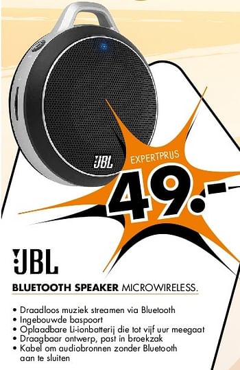 Aanbiedingen Ubl bluetooth speaker microwireless - UBL - Geldig van 21/07/2014 tot 27/07/2014 bij Expert