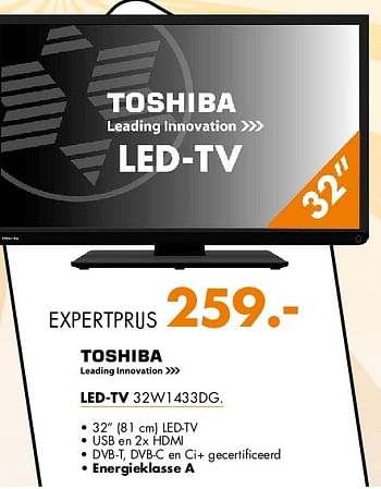 Aanbiedingen Toshiba led-tv 32w1433dg - Toshiba - Geldig van 21/07/2014 tot 27/07/2014 bij Expert