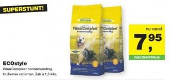 Aanbiedingen Ecostyle vitaalcompleet hondenvoeding - Ecostyle - Geldig van 21/07/2014 tot 03/08/2014 bij Jumper