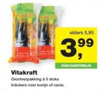 Aanbiedingen Vitakraft crackers voor konijn of cavia - Vitakraft - Geldig van 21/07/2014 tot 03/08/2014 bij Jumper