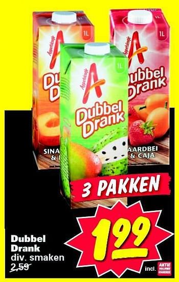 Aanbiedingen Dubbel drank div. smaken - Appelsientje - Geldig van 21/07/2014 tot 27/07/2014 bij Nettorama